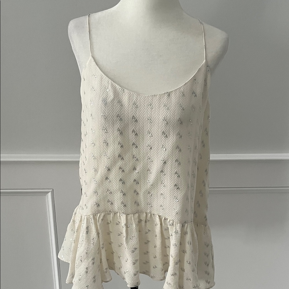 Club Monaco Silk Mellatic Accent Peplum Camisole - Picture 2 of 8